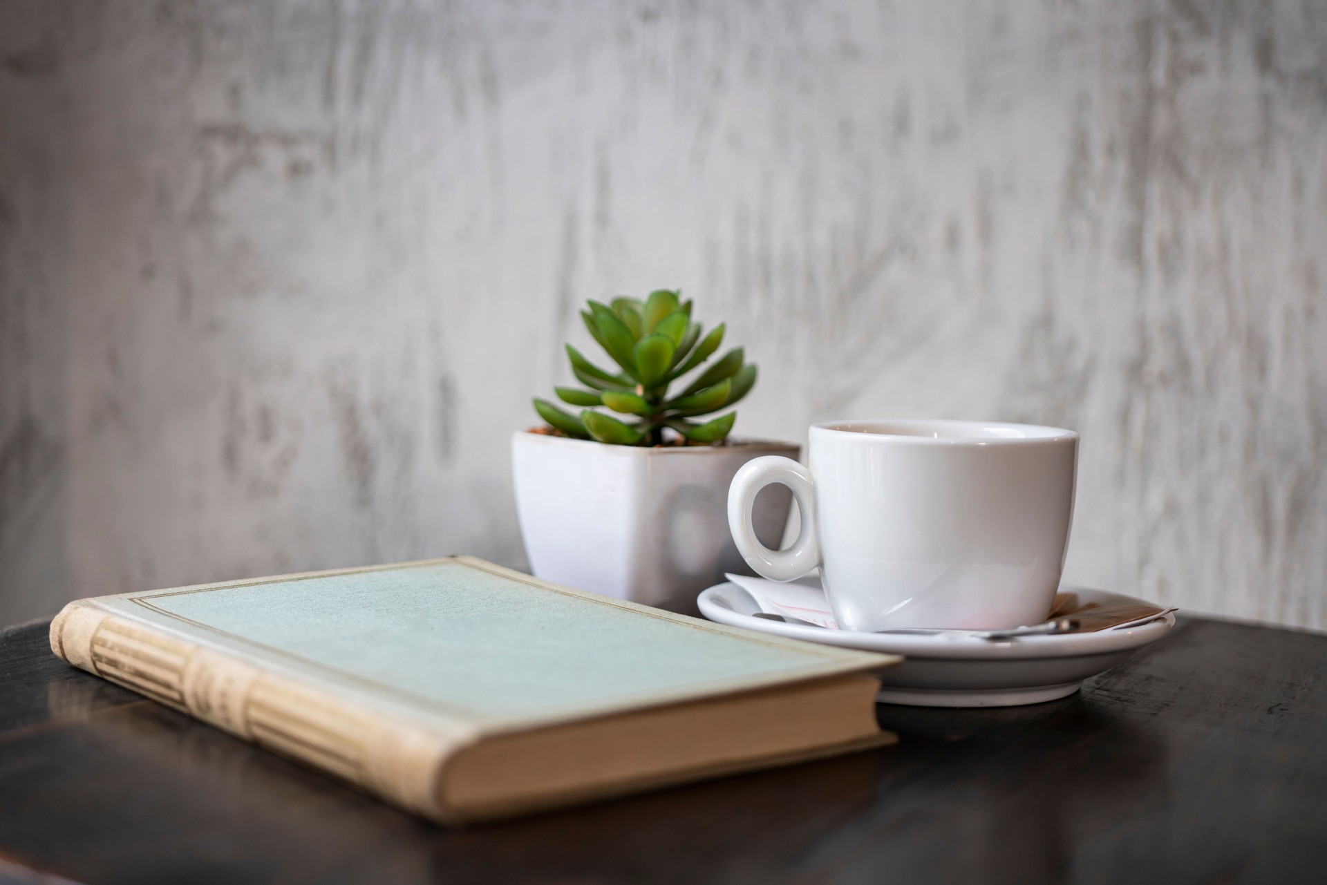 Coffee Cup With Beans on Wooden Background